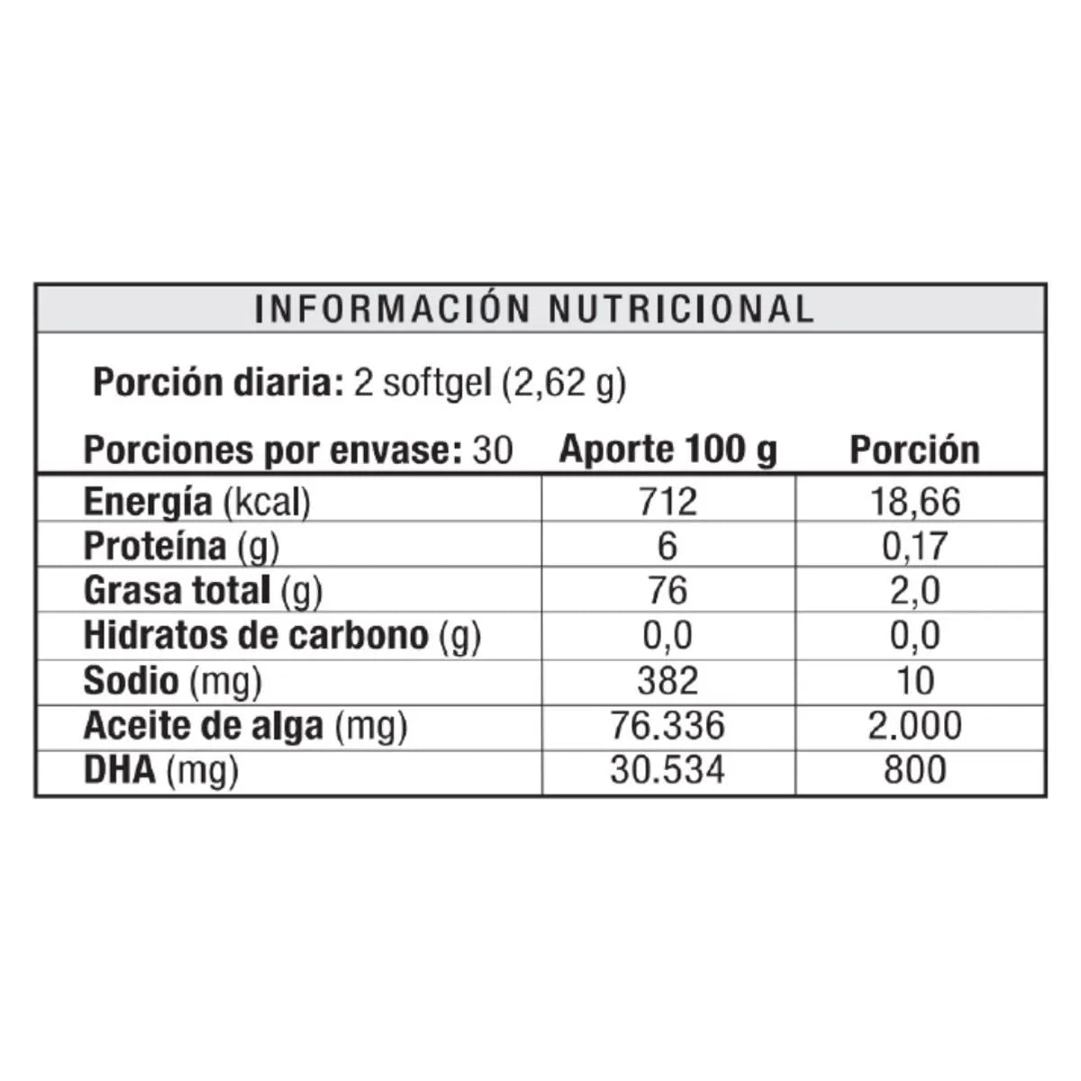 OMEGA POWER - Omega 3 de algas DHA 800