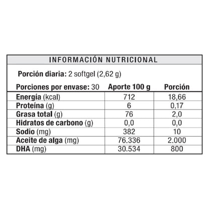 OMEGA POWER - Omega 3 de algas DHA 800